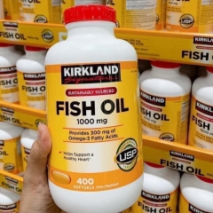Viên dầu cá Fish oil Omega 3 Kirkland 400 viên 1000mg của Mỹ