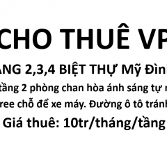 cho thuê văn phòng tầng 2 tại Mỹ Đình 1, 70m2 chỉ 10tr 1 tháng